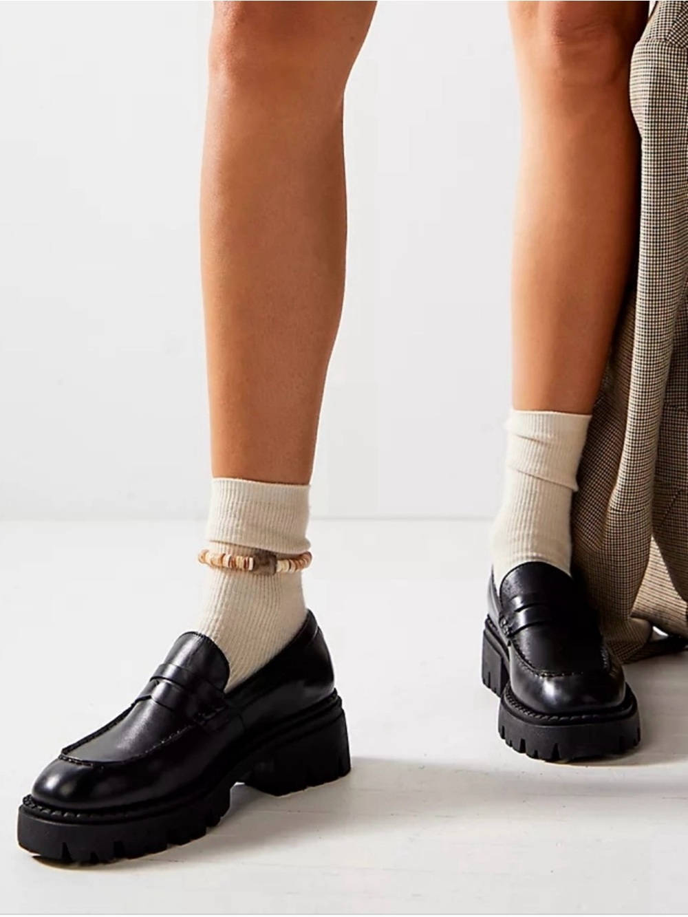 Free People Penny Loafers Size 37 Black Lyra Lug Sole Chunky Preppy Goth BTS